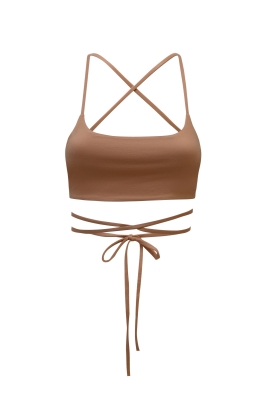 Топ - кроп - бра - бюстье "Трис" нюдовый, на завязках