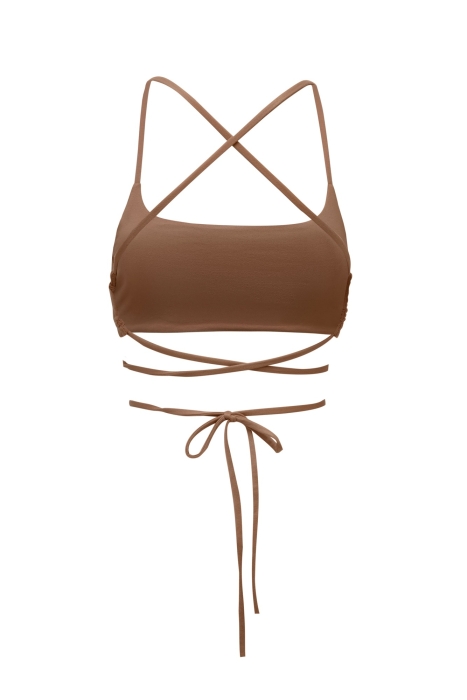 Топ - кроп - бра - бюстье "Трис" нюдовый, на завязках