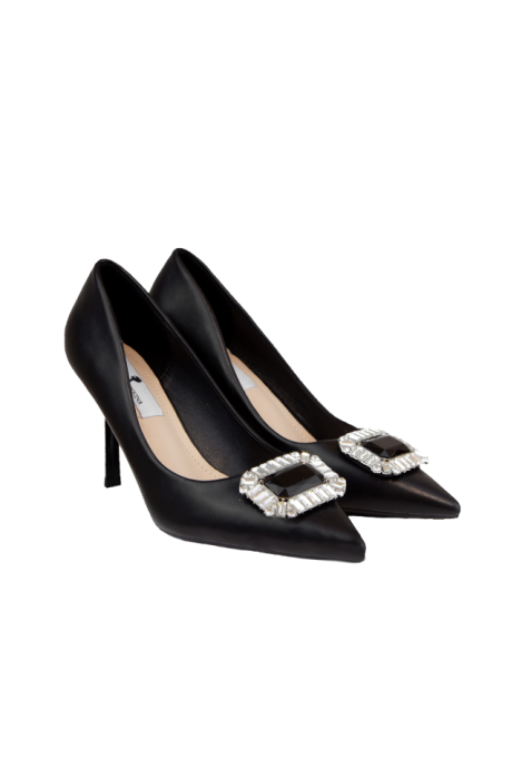 Туфли "FW23/24" черные, крупная брошь из стекляруса