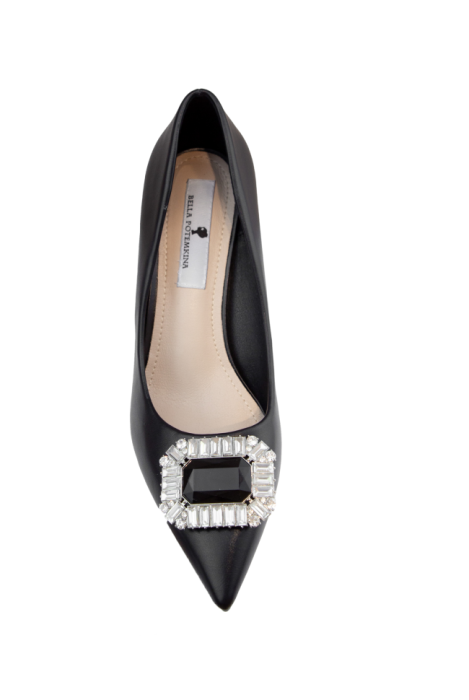 Туфли "FW23/24" черные, крупная брошь из стекляруса