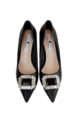 Туфли "FW23/24" черные, крупная брошь из стекляруса