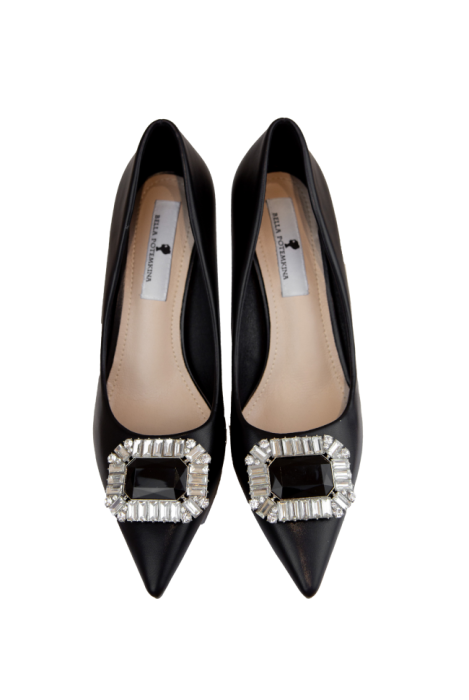 Туфли "FW23/24" черные, крупная брошь из стекляруса