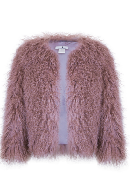 Шуба (полушубок) "Лорель" пыльная роза, мех лама (натуральный) 62 см