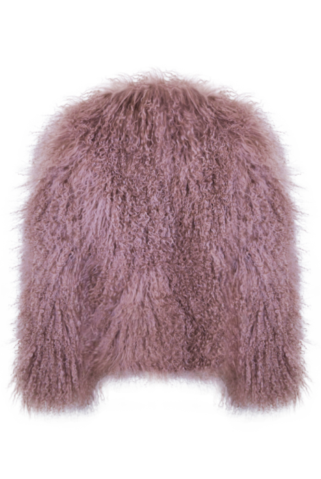 Шуба (полушубок) "Лорель" пыльная роза, мех лама (натуральный) 62 см