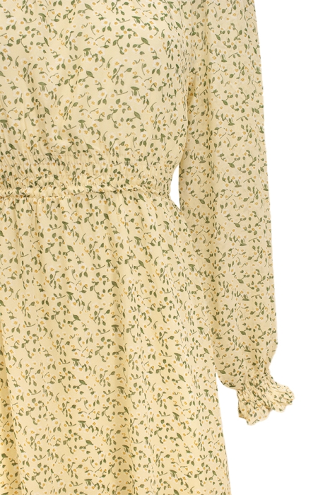 Платье "Леонор" ванильное, цветочный принт, воланы по юбке, миди