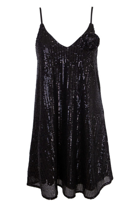Комбинация "Лилу" черная, черное пайетки, мини