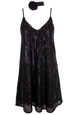 Комбинация "Лилу" черная, черное пайетки, мини