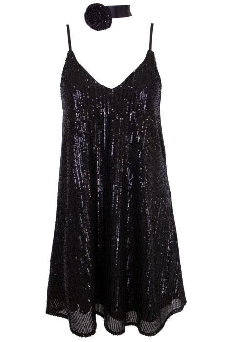 Комбинация "Лилу" черная, черное пайетки, мини