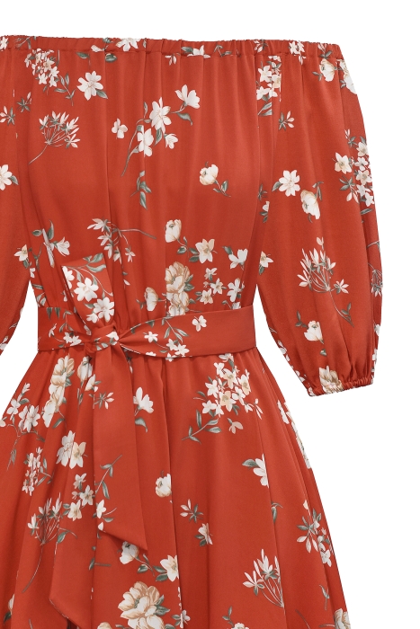 Платье "Сима" терракотовое, цветочный принт
