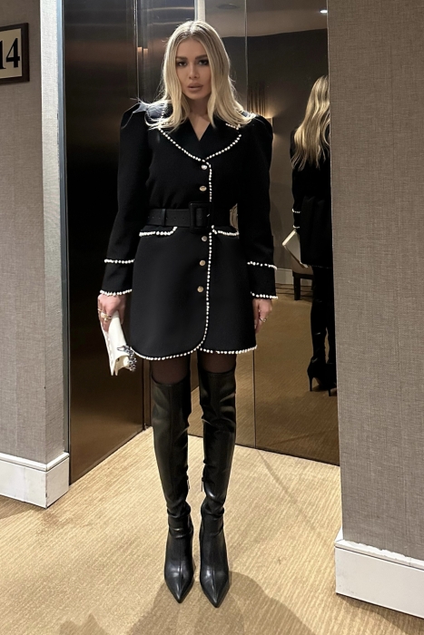 Платье - пиджак "Малика" черное, с белой каймой