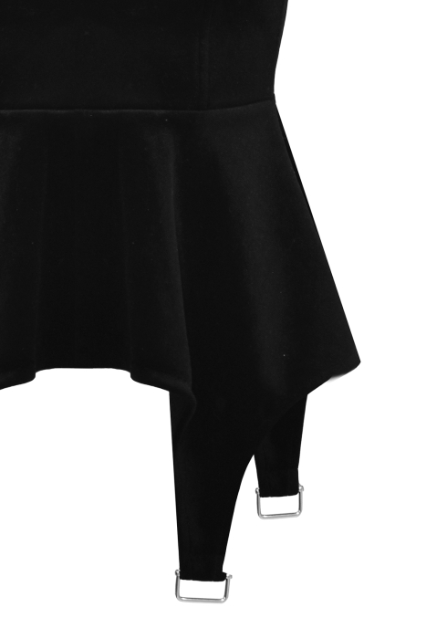 Блуза - корсет - баска черная, бархат, имитация подвязок