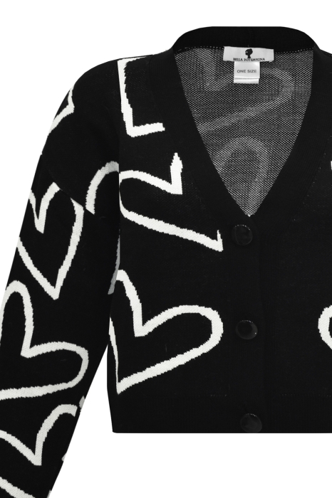 Кардиган "джемпер, кофта" черный, принт сердечки