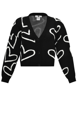 Кардиган "джемпер, кофта" черный, принт сердечки