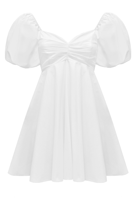 Платье "Гэбби" белое, хлопок, рукава фонарики, мини