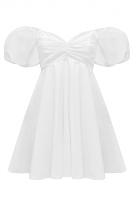 Платье "Гэбби" белое, хлопок, рукава фонарики, мини