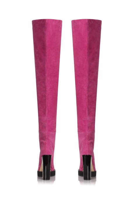 Ботфорты замша розовые