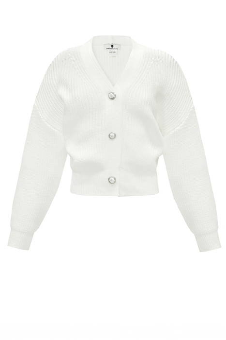 Кардиган "джемпер, кофта" белый, крупная вязка (3 пуговицы)