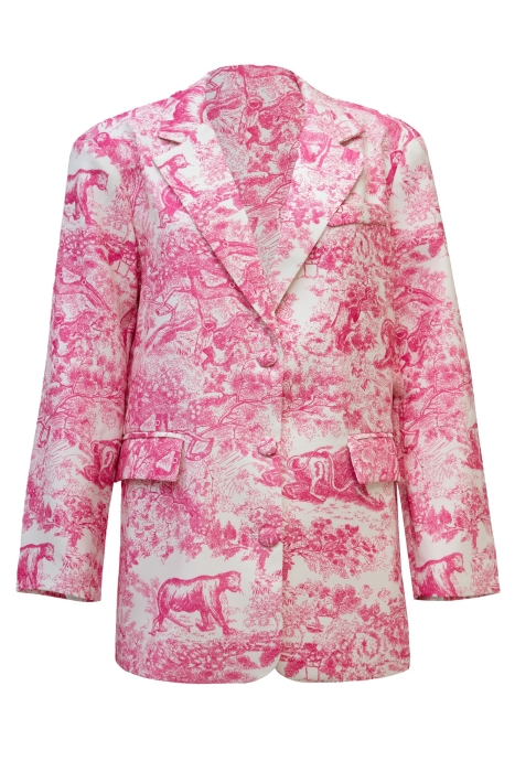 Пиджак - жакет "Ричард" молочный, розовый принт "прованс" 