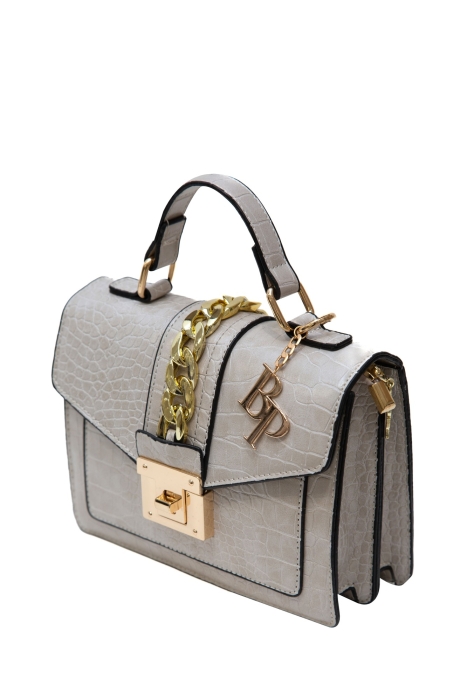 Сумка "Ивори" серо-бежевая, имитация кожи крокодила, эко-кожа