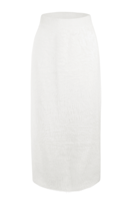 Юбка белая, миди (85 см),ангора, с завязками на талии, пушистая