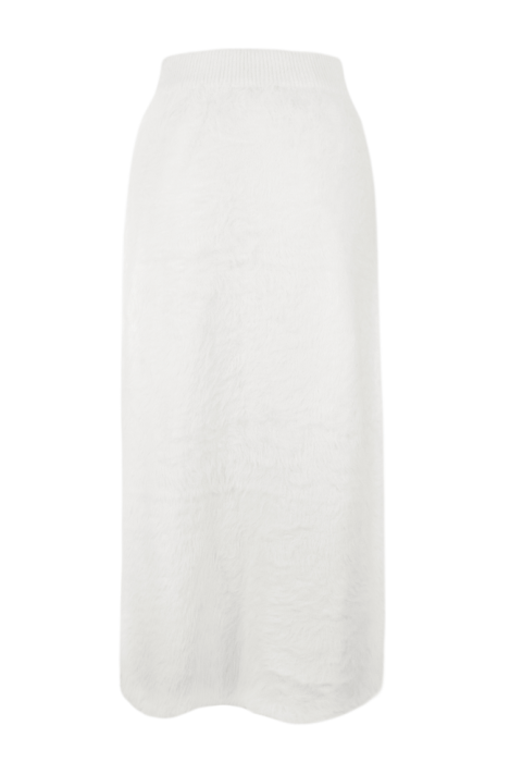 Юбка белая, миди (85 см),ангора, с завязками на талии, пушистая