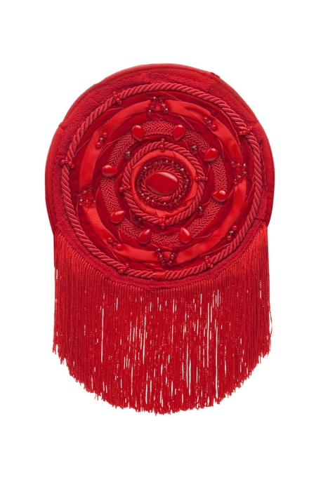 Ридикюль круглый красный "жемчуг"