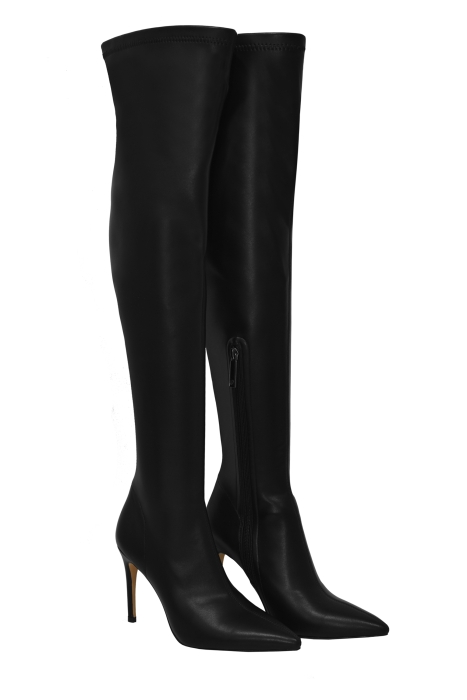 Сапоги - ботфорты черные, на шпильке