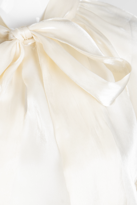 Блуза "Наоми" шампань, нюдовая, светло-бежевая, органза, бант на шее