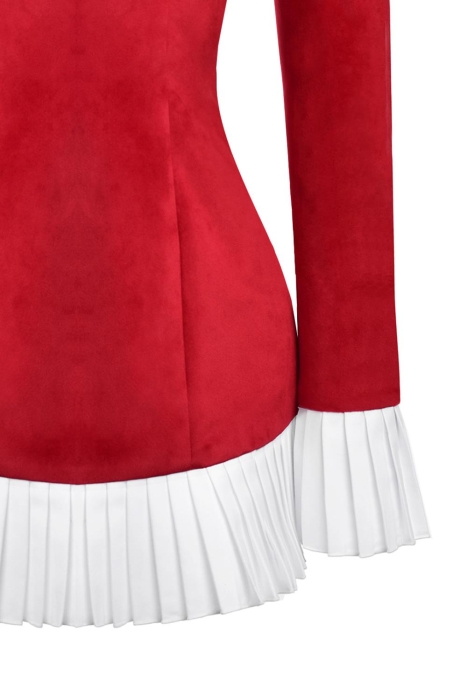Платье-корсет "Эдит" красный бархатный, с белой отделкой