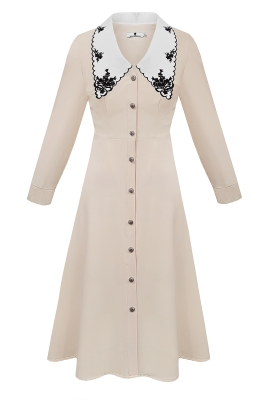 Платье "Беатрис" бежевое, с воротничком