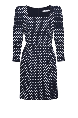 Платье "Ханна" синее, белый горох