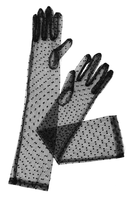 Перчатки "фатин", черные, длинные, горошек, 