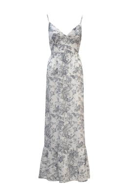 Платье - сарафан "Брайди" белое, графитовый принт "прованс"