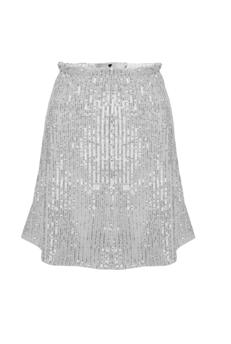 Юбка "Шерис" белая, серебристые пайетки (48 см)
