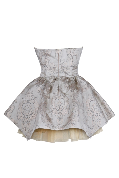 Платье "Версаль" молочное с золотистым, атлас, вышивка, вензеля, мини