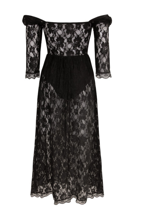 Платье "Габанна" , Черное В Бельевом Стиле,Кружевное (Миди)