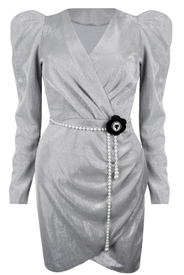 Платье "Сиджи" серебристое, люрекс, мини