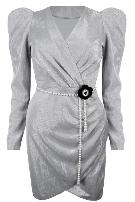 Платье "Сиджи" серебристое, люрекс, мини