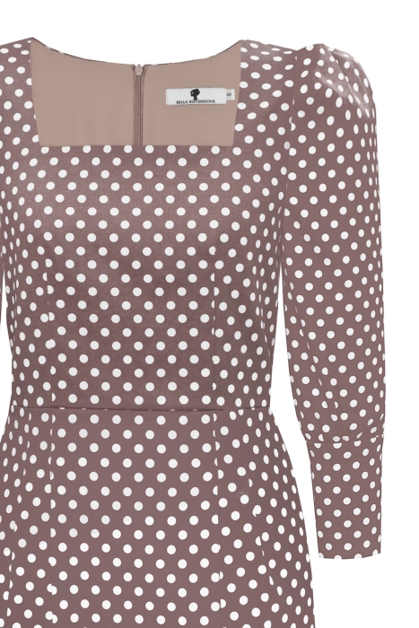 Платье "Ханна" какао, белый горох