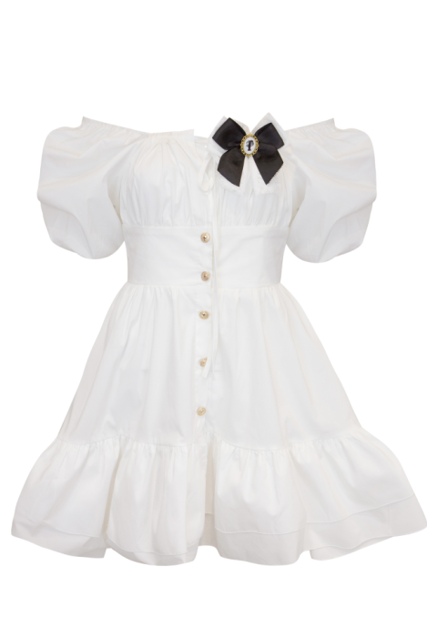 Платье "Дидиан"  Мини, (Рукав Фонарик) Золотые Пуговицы