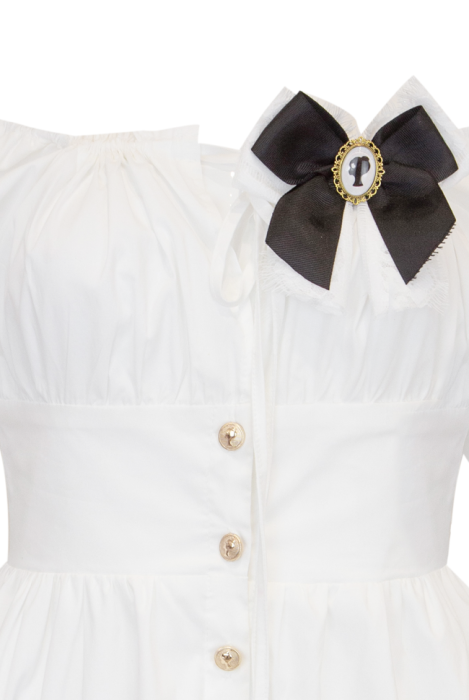 Платье "Дидиан"  Мини, (Рукав Фонарик) Золотые Пуговицы