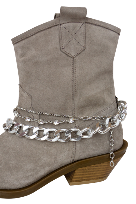 Ботинки-казаки "Бохо", серо-бежевые, какао, нюдовые, натуральная замша, с обвесом на выбор