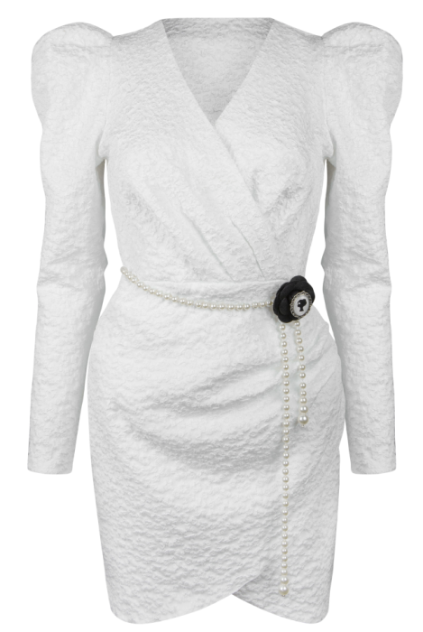 Платье "Сиджи" белое, жаккард, мини