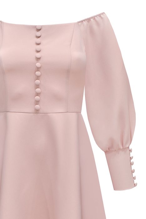 Платье "Андрия" пудровое  (нежно-розовое), декорированное пуговицами, мини