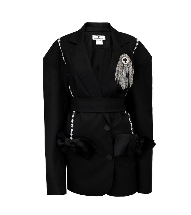 Пиджак - жакет "Адажио" черный + Брошь "ЛОГО" со стразами
