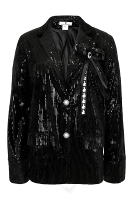 Пиджак - жакет "Юнис" черный, черные пайетки