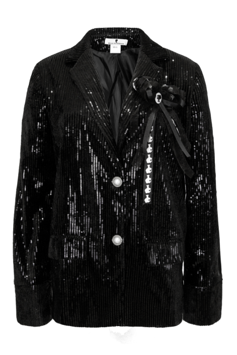 Пиджак - жакет "Юнис" черный, черные пайетки