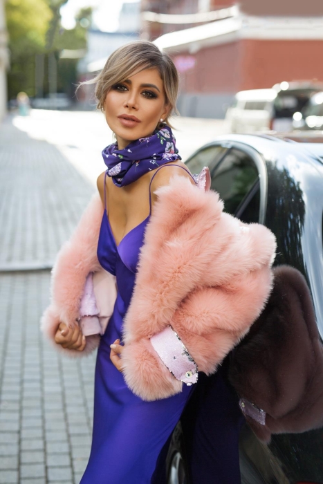 Платок фиолетовый, принтованный