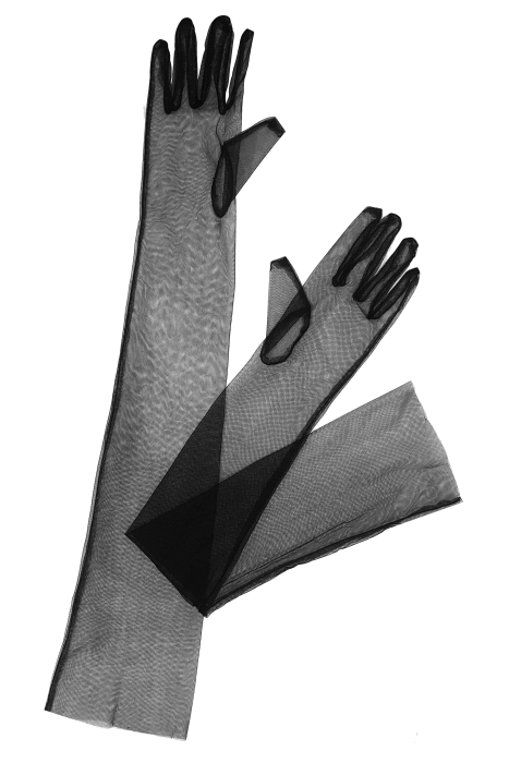 Перчатки "фатин" черные, длинные