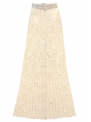 Юбка "Меллани" молочная, кружево, плиссе (100 см)